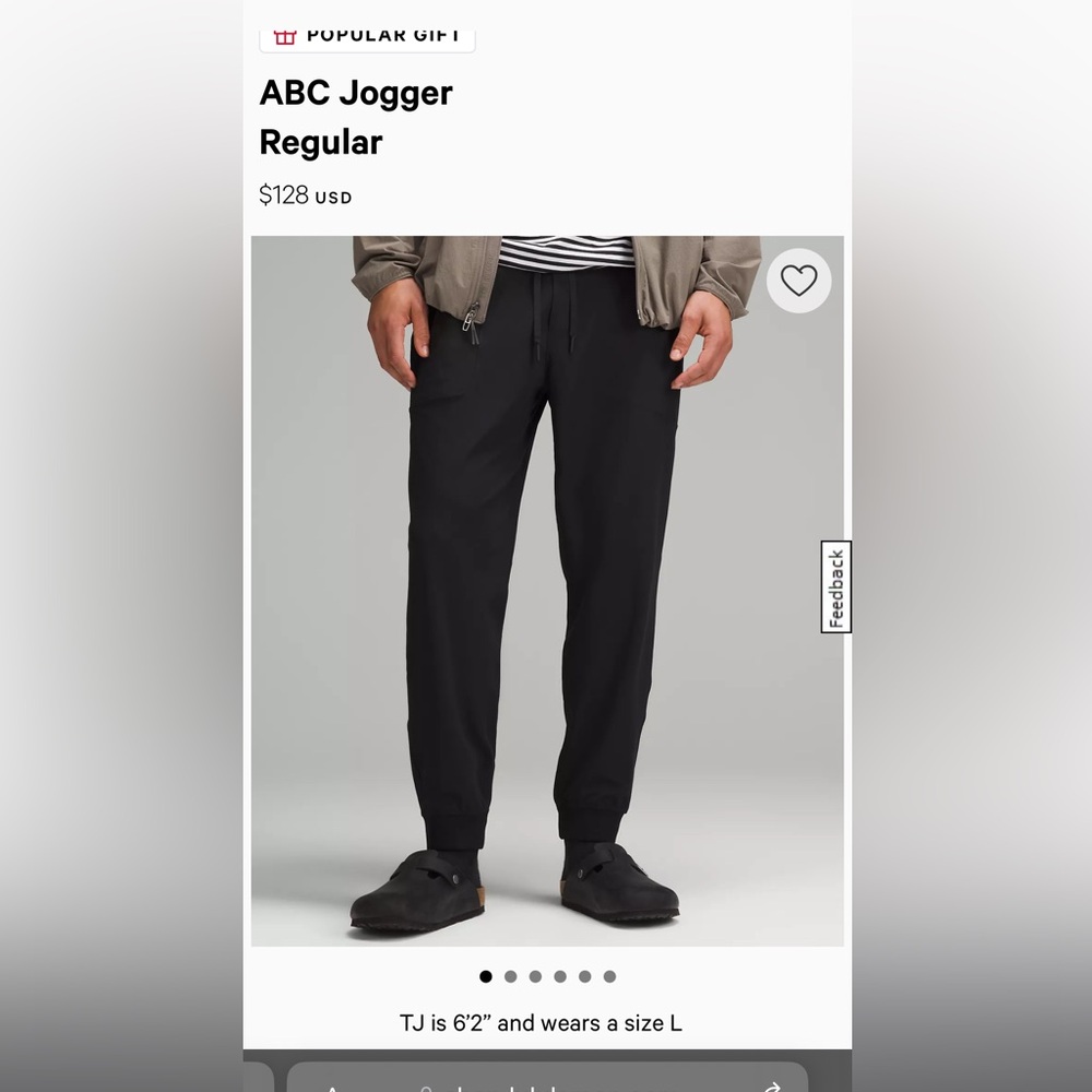 Lululemon dark charcoal ABC jogger men’s XS